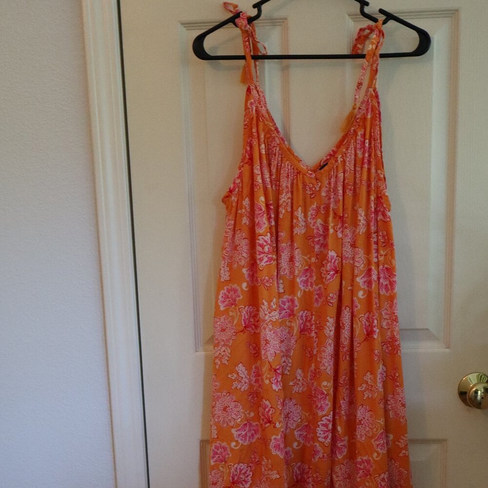 Old Navy Orange and Pink Sundress Sz XXL Floral Paisley Maxi